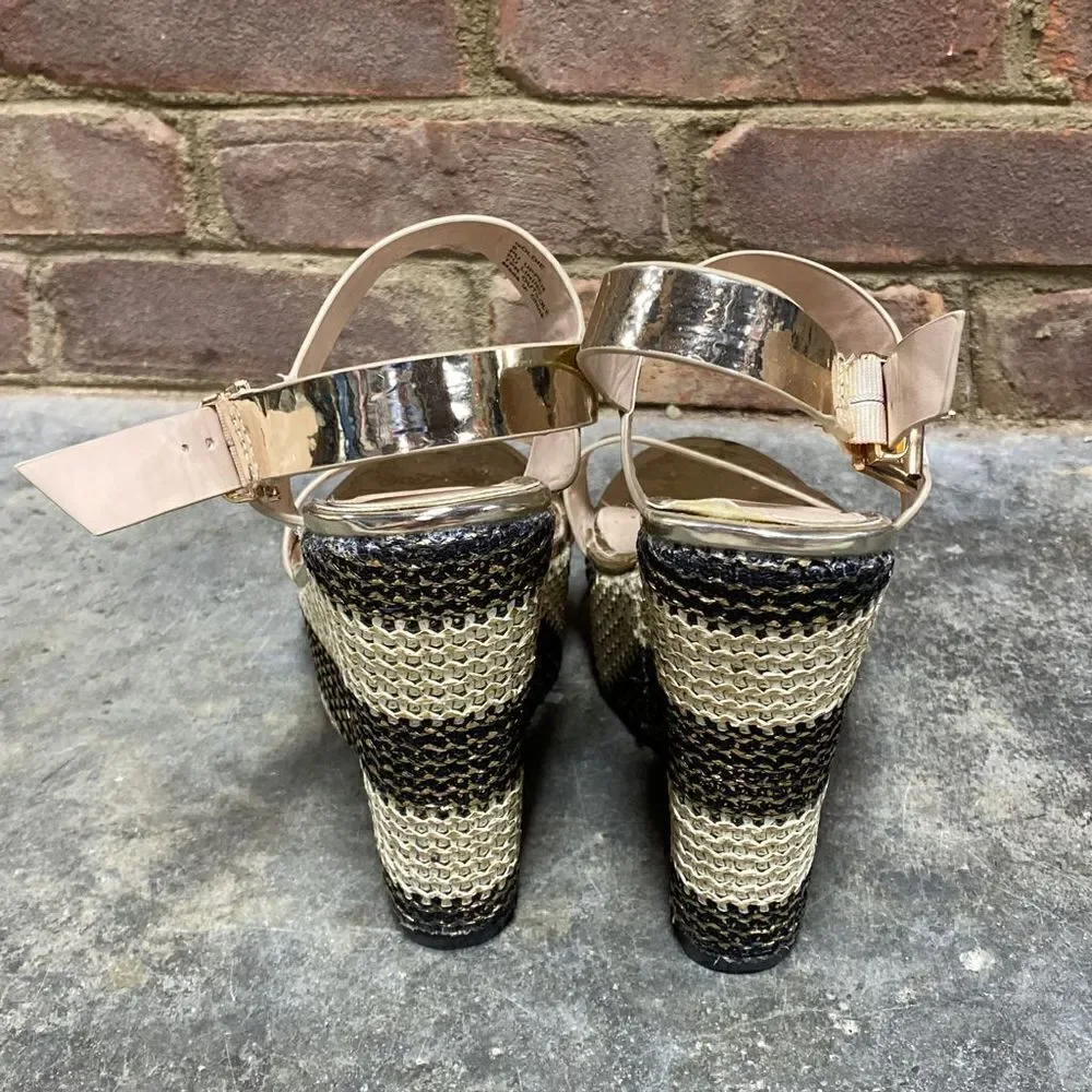 London Rag Goldie Metallic Wedge Size 8